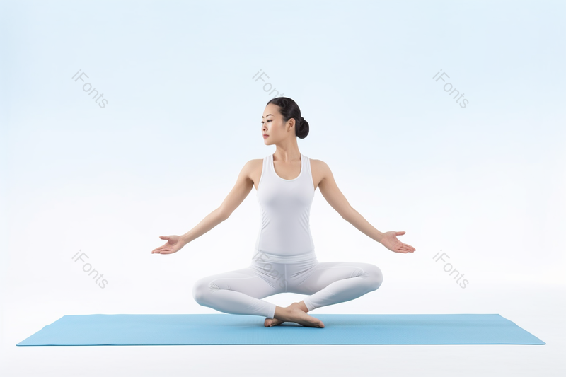 放松白底女人女性健身减肥瑜伽冥想热身健康养生摄影,高清,摄影图,摄影图片,图片大全,摄影图免费下载